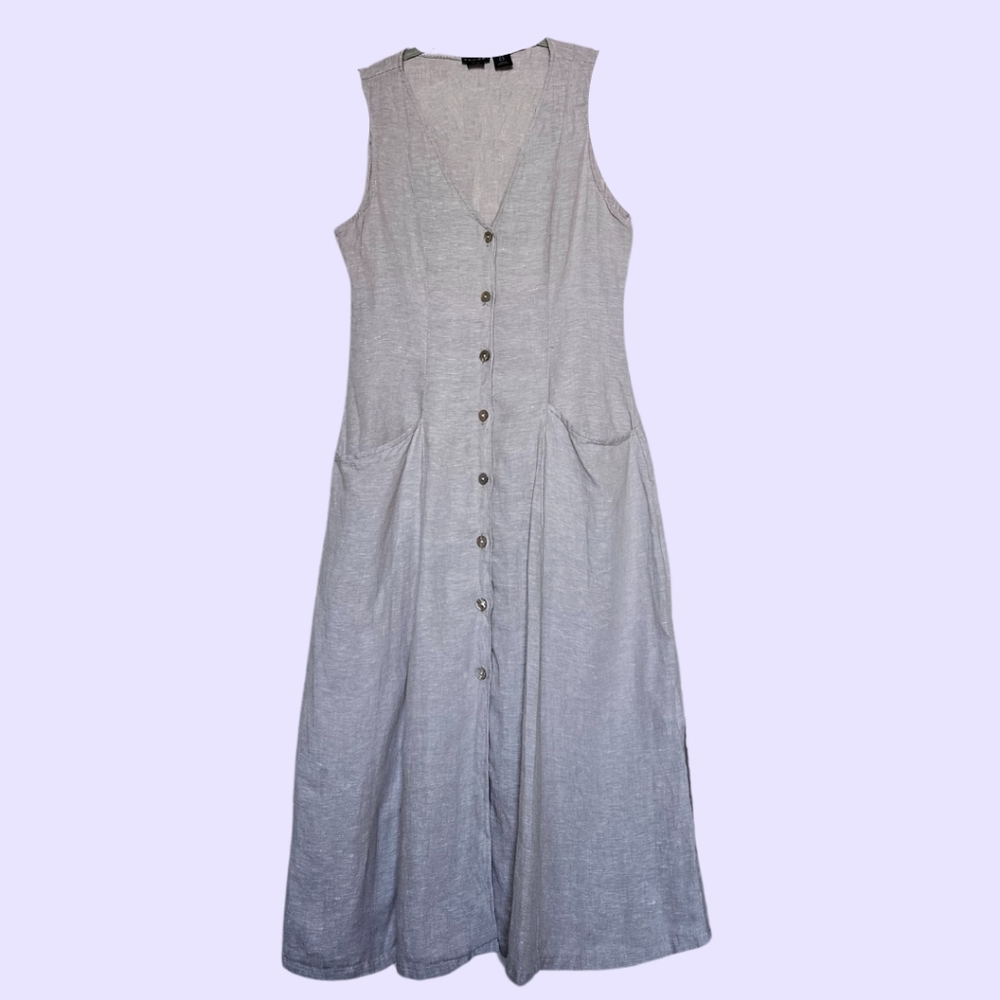 Tahari Linen Dress, Size US 4, Beige